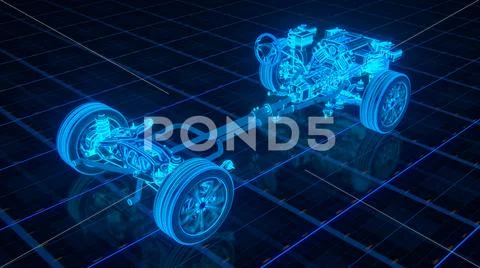 Car Chassis Scheme 3d render Stock Illustration