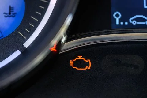 Car check engine indicator light Stock Photos