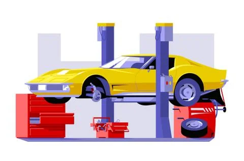 Car checking service Stock Illustration