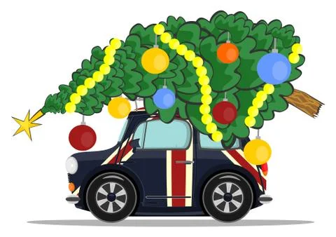 Car with christmas tree Stock Illustration