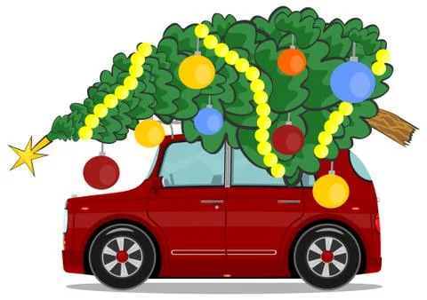 Car with christmas tree Stock Illustration