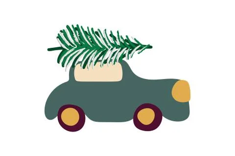 Car with Christmas tree Stock Illustration