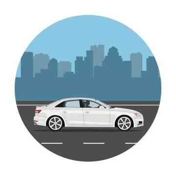 Car on the city background vector illustration Stock Illustration