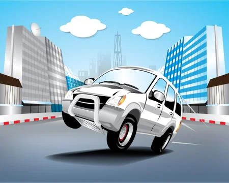 Car in the city Stock Illustration