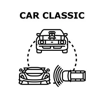 Car classic illustration representing different vehicle generations Stock Illustration
