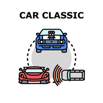 Car classic illustration representing different vehicle generations Stock Illustration