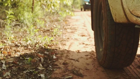 Car on a clay road Stock Footage 127541717