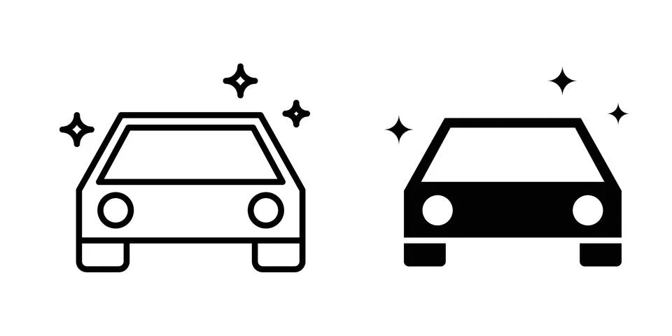 Car cleaning service icon vector concepts, line and silhouette style Stock Illustration