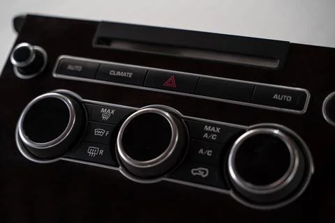 Car climate control panel isolated on white background Foto stock