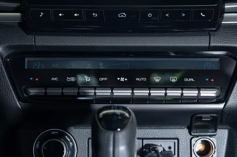 Car climate control system shows settings and temperature display 写真素材