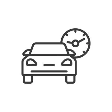 Car clock, icon in line design. Car, clock, time, speedometer, dashboard, timer Stock Illustration