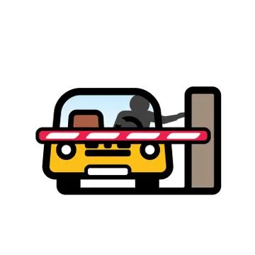 Car at Closed Barrier Gate Ilustração Stock