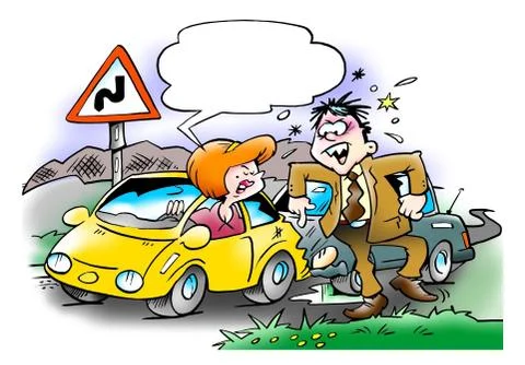 Car Collision between two motorists Stock Illustration