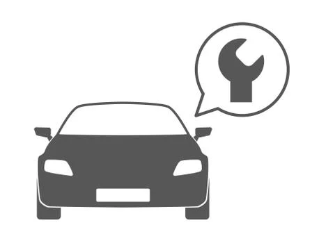 Car with a comic balloon and a mechanic  icon Stock Illustration
