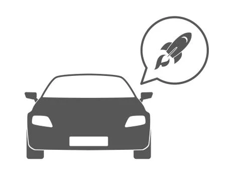 Car with a comic balloon and a rocket  icon Illustrazione stock