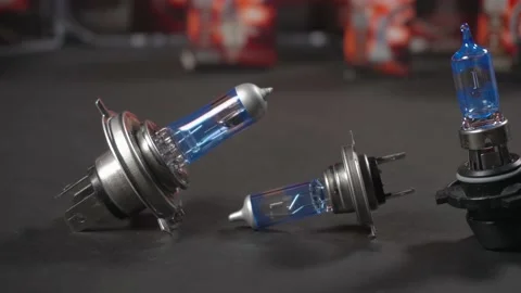 Car component, halogen bulbs for car, panning Stock Footage 161045184
