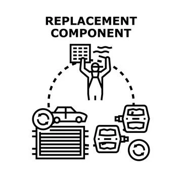 Car component replacement and auto repair service Stock Illustration