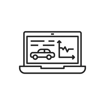 Car computer diagnostics, auto service line icon 스톡 일러스트