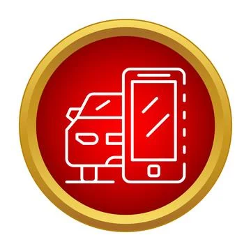 Car connected to smartphone application technology icon Stock Illustration