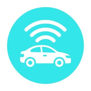 Car connected to wireless network icon Stock Illustration