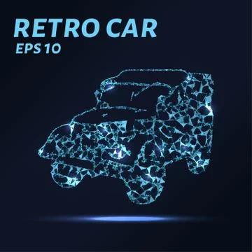 The car consists of points, lines and triangles. The polygon shape in the f.. Stock Illustration