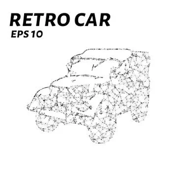 The car consists of points, lines and triangles. The polygon shape in the f.. Stock Illustration