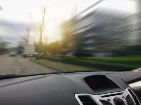 The car console movement speed inside car view Stock Photos