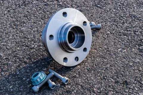 Car construct. Set of new metal car part. Auto motor mechanic spare or automo Stock Photos