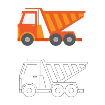 Car ,construction Machinery, flat icon in color and linea Stock Illustration