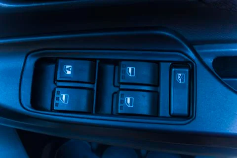 Car control panel of auto button glass door Stock Photos