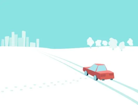 The car is in countryside Stock Illustration