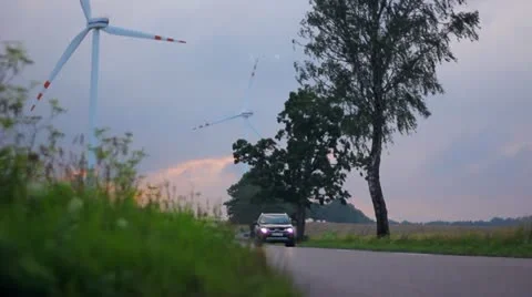 Car On the coutyside road Close Stock Footage 12018898