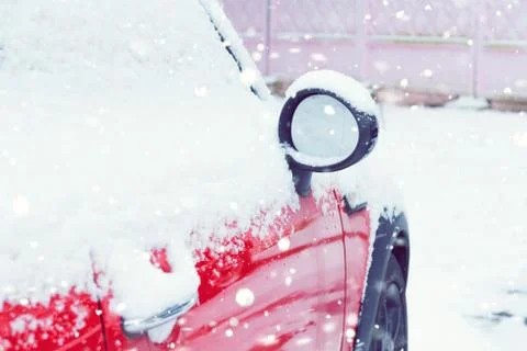 Car covered after snowfall Stock Photos