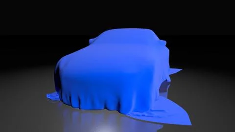 Car covered with a cloth. 3D render Stock Illustration