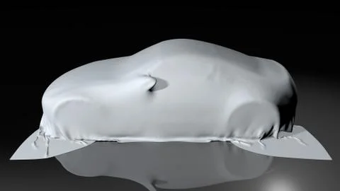 Car covered with a cloth. 3D render Stock Illustration