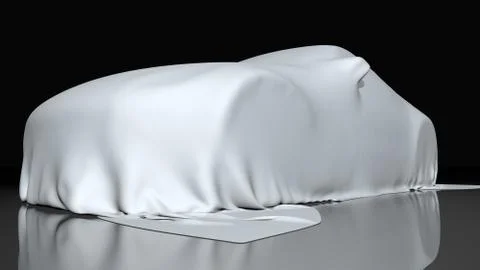 Car covered with a cloth. 3D render Stock Illustration