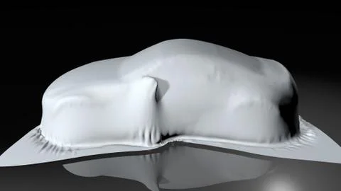 Car covered with a cloth. 3D render Stock Illustration