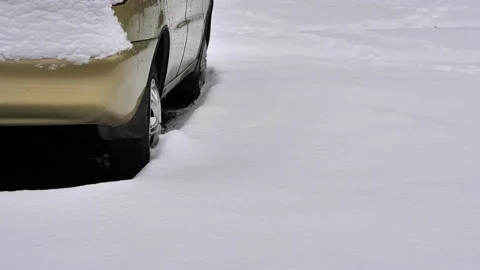 Car covered with the first snow. Stock Footage 221649755