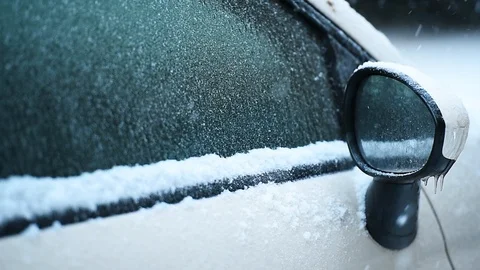 Car covered in ice during freezing rain phenomenon Stock-Footage 87322804