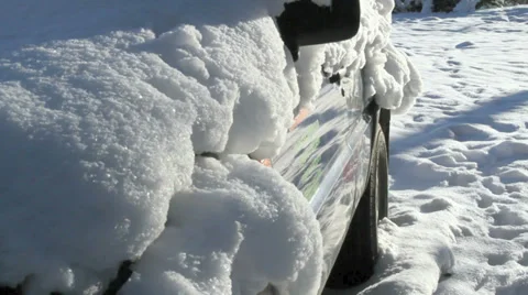A car covered with snow Stock Footage