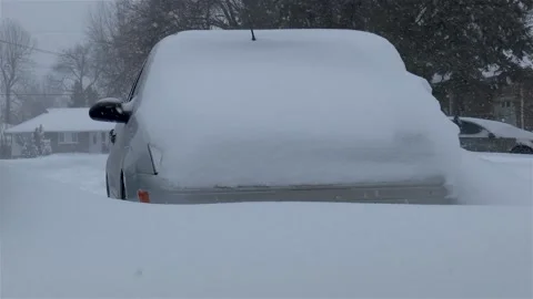 Car covered by snow. Video stock 145210898