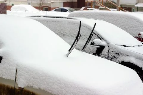 Car is covered with snow Stock Photos