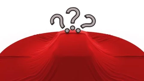 Car covered with textile with 3 question marks Stock Illustration