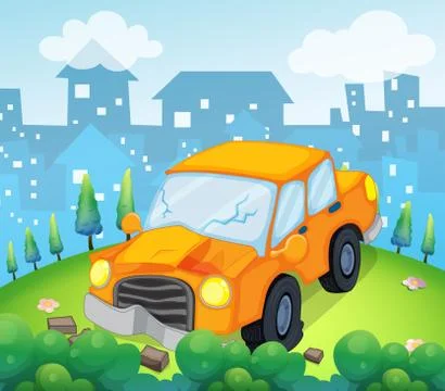 A car crash at the hilltop Stock Illustration