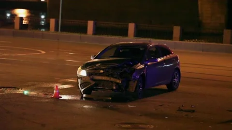 Car Crash the night Stock Footage 41916499