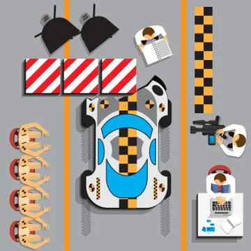Car crash test in lab garage. Stock Illustration
