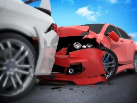 Car crash on white background (done in 3d) 스톡 일러스트