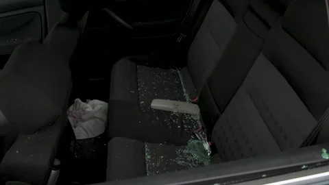 Car crash wreck broken window glass damage Stock Footage 300798478