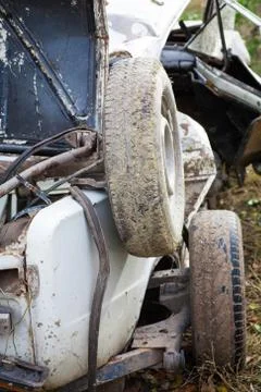 Car crashed after an accident Stock Photos