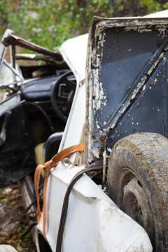 Car crashed after an accident Stock Photos
